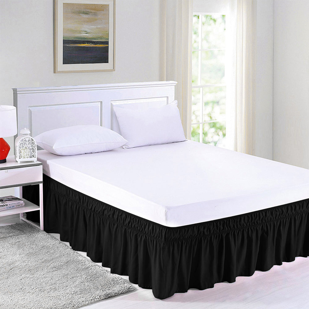 Wrap Around Bed Skirt 15" Elastic Dust Ruffle-5