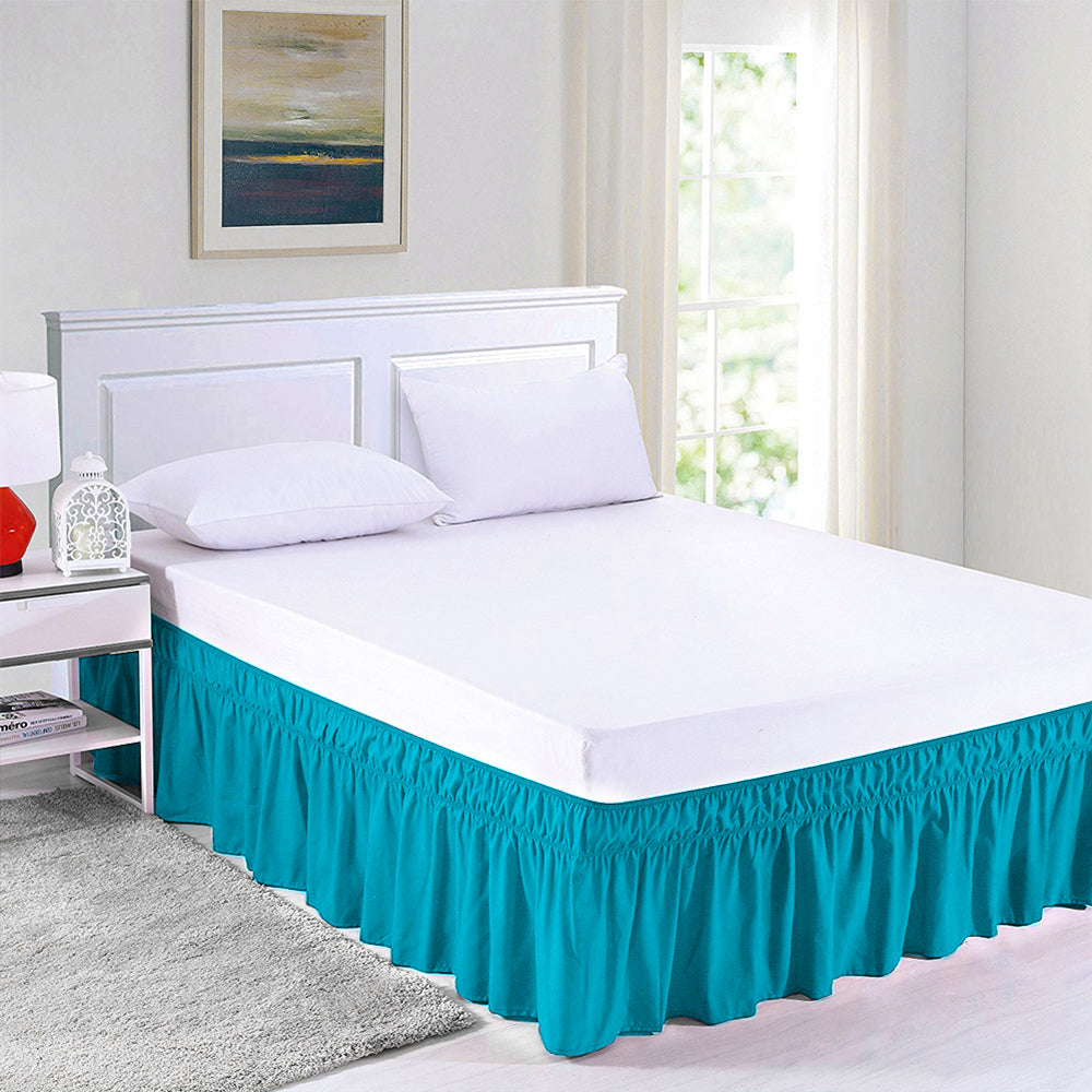 Wrap Around Bed Skirt 15" Elastic Dust Ruffle-6