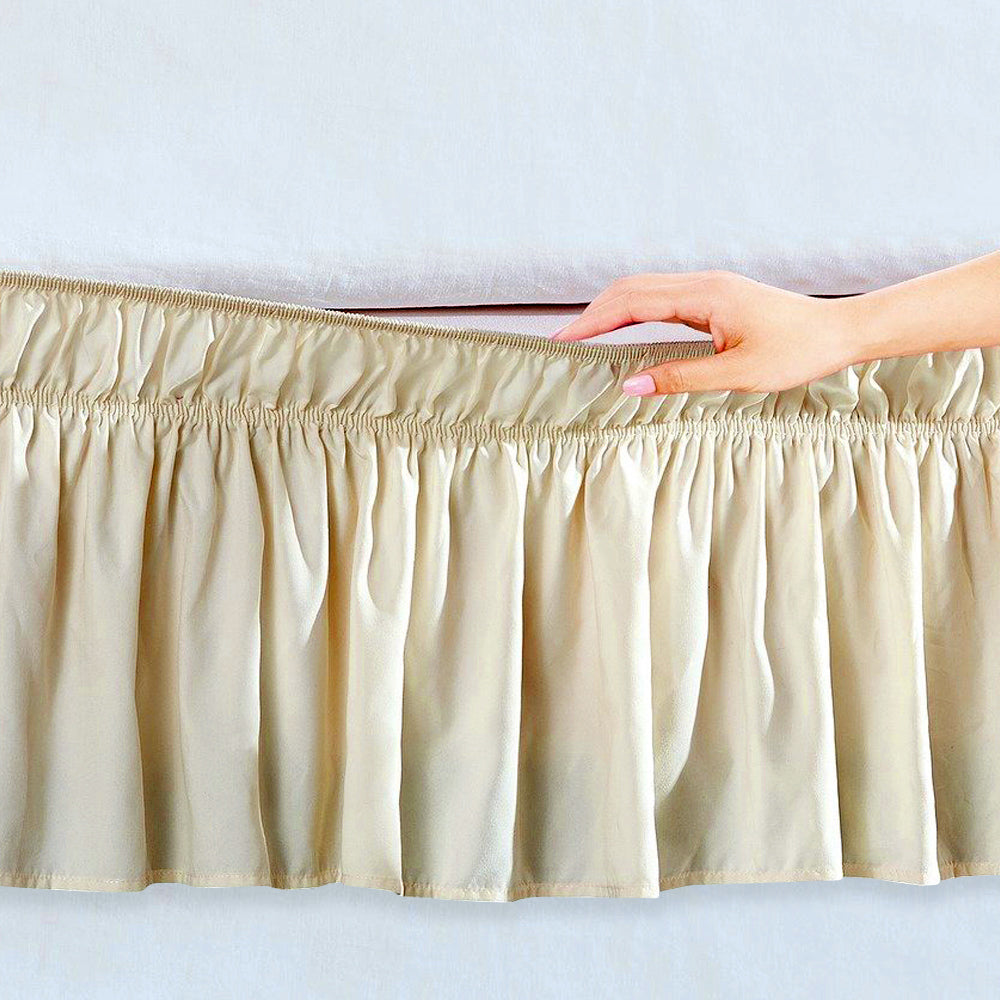 Wrap Around Bed Skirt 15" Elastic Dust Ruffle-13