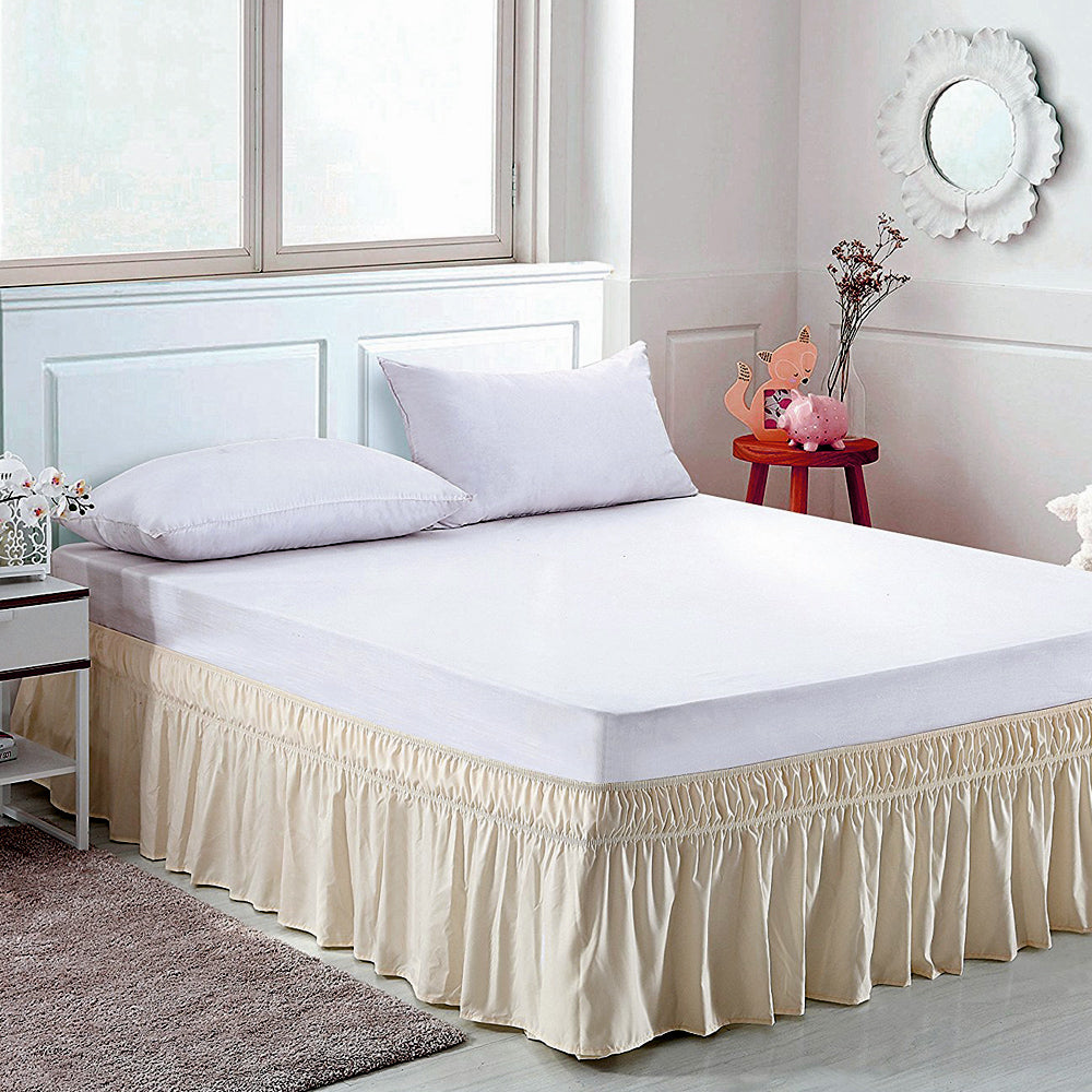 Wrap Around Bed Skirt 15" Elastic Dust Ruffle-2