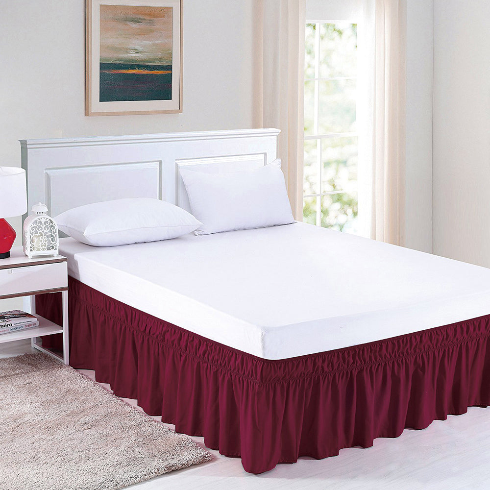 Wrap Around Bed Skirt 15" Elastic Dust Ruffle-7