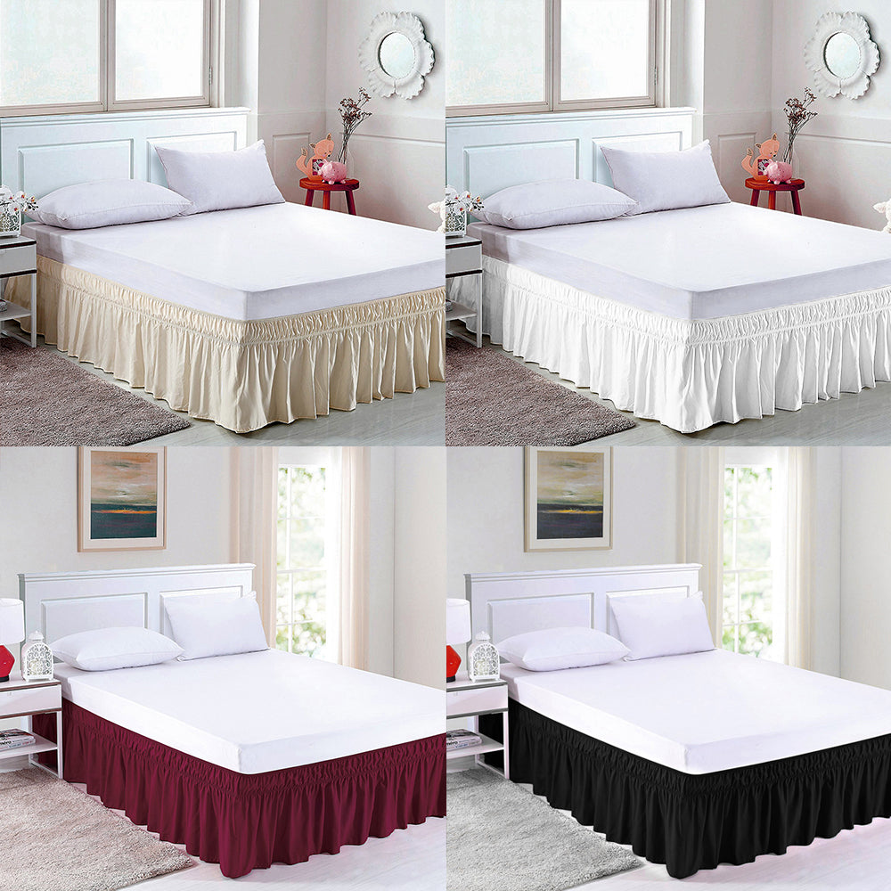 Wrap Around Bed Skirt 15" Elastic Dust Ruffle-3