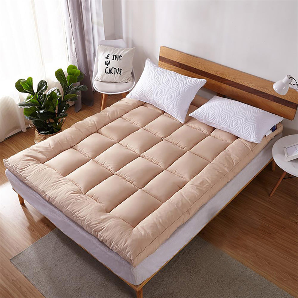 Extra Thick Queen Mattress Topper Pillow Top Mattress Pad Cover-coffee-1