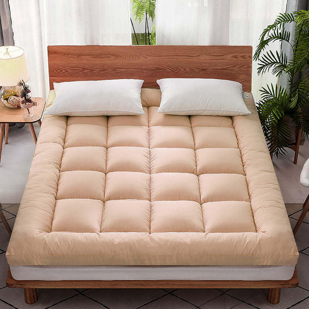 Extra Thick Queen Mattress Topper Pillow Top Mattress Pad Cover-coffee-2