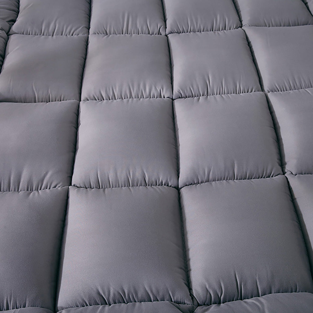 Extra Thick Queen Mattress Topper Pillow Top Mattress Pad Cover-Gray-3