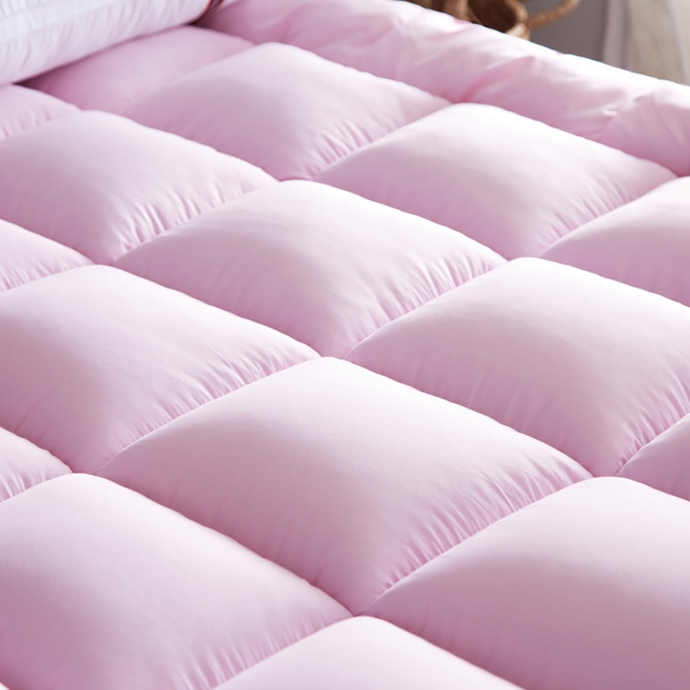 Extra Thick Queen Mattress Topper Pillow Top Mattress Pad Cover-Pink-3