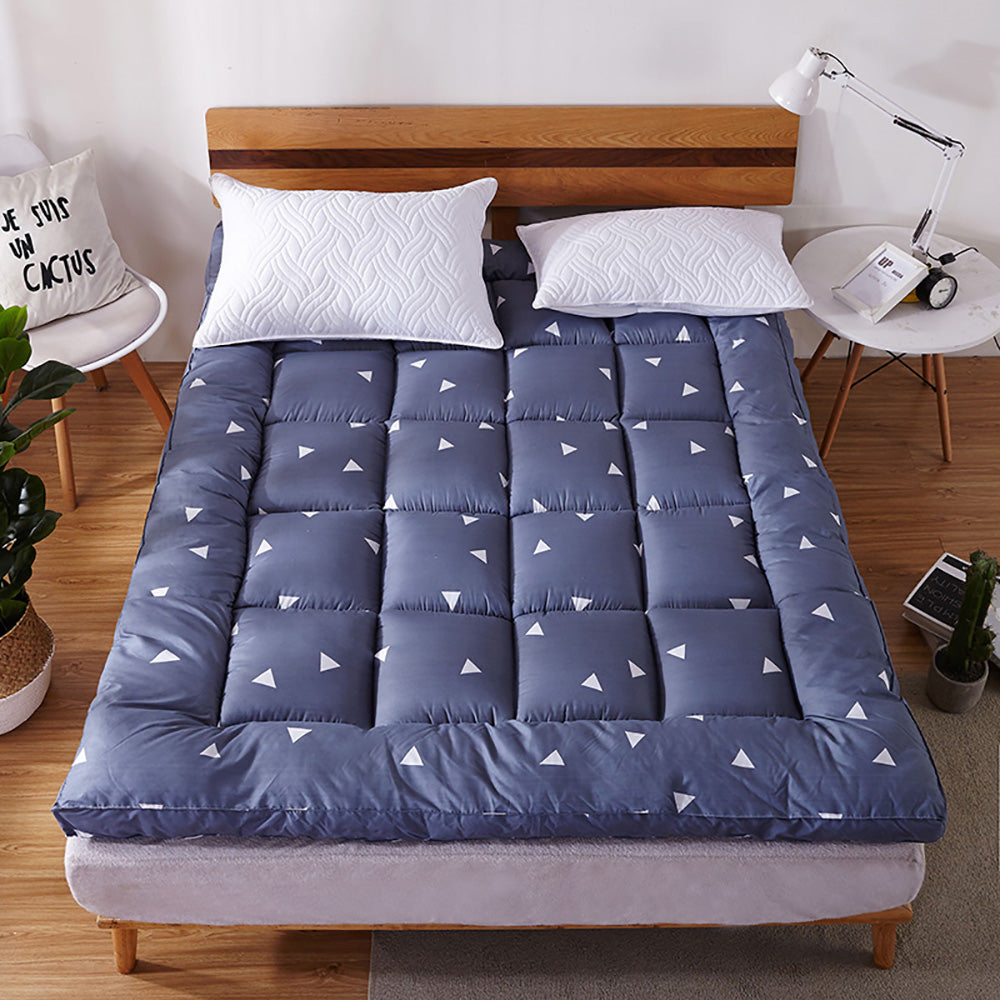 Extra Thick Queen Mattress Topper Pillow Top Mattress Pad Cover-Blue-2