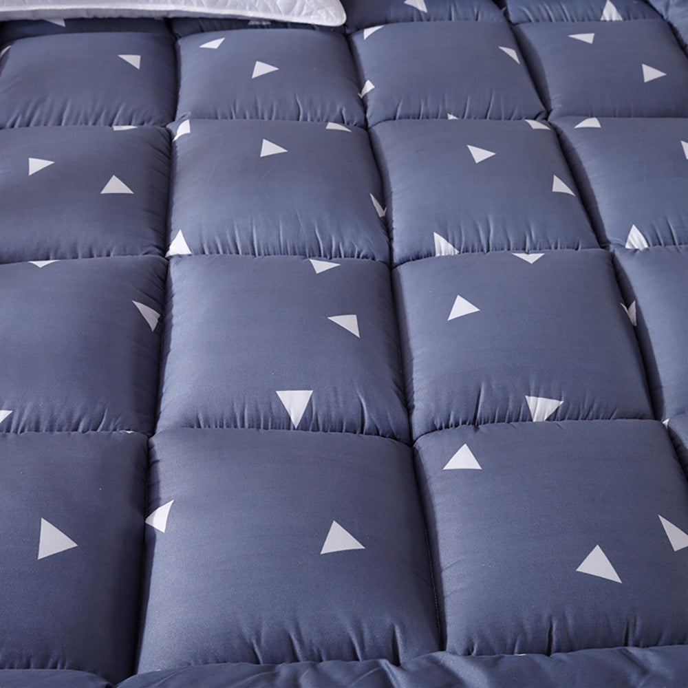 Extra Thick Queen Mattress Topper Pillow Top Mattress Pad Cover-Blue-3