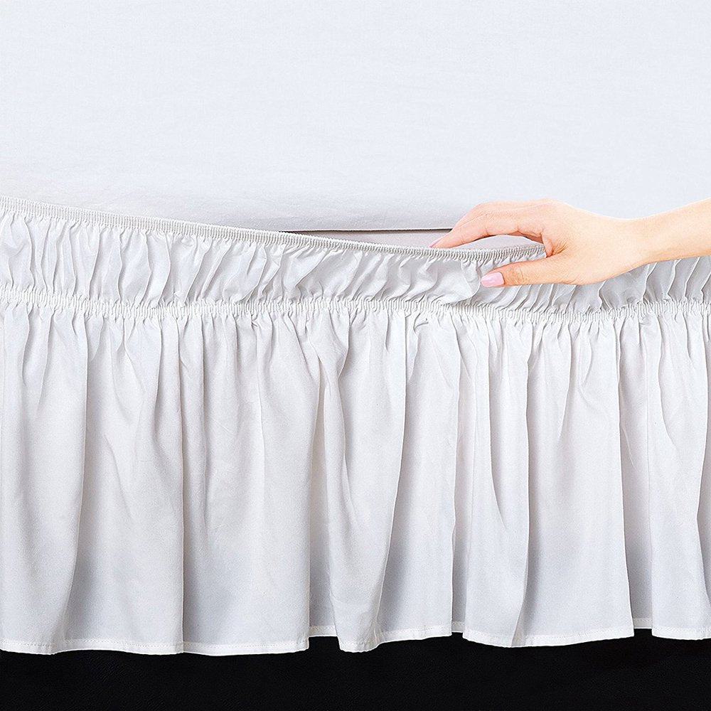 Wrap Around Bed Skirt 15" Elastic Dust Ruffle-9