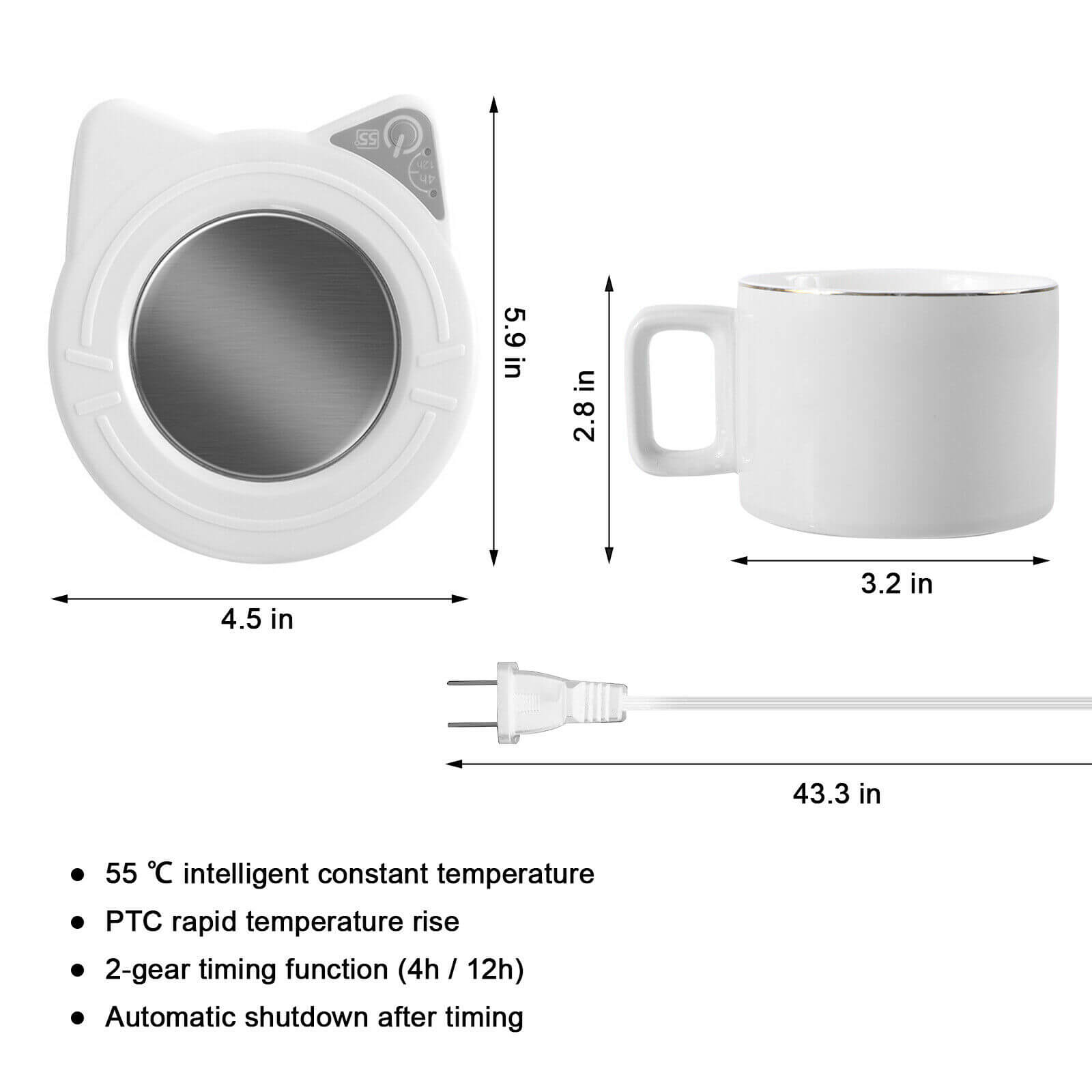Size of Coffee Tea Cup Heater Mug Pad