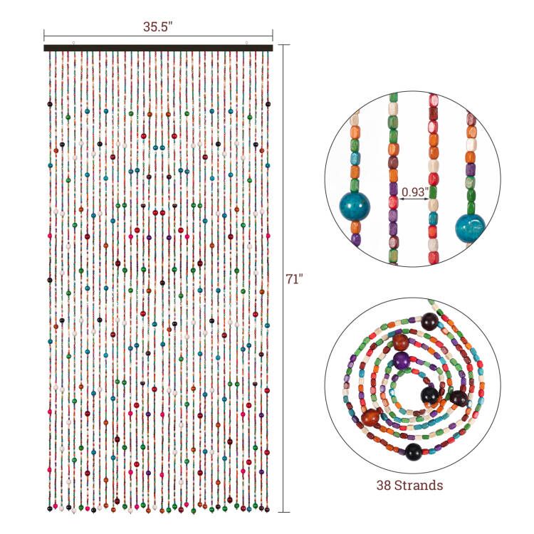 Osunnus Colorful Handmade Beaded Curtain for Doorway Boho Hippie Curtains