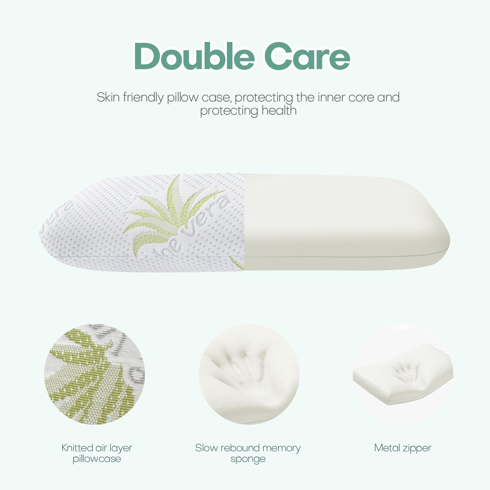 2Pcs Premium Bed Pillows Memory Foam Filling