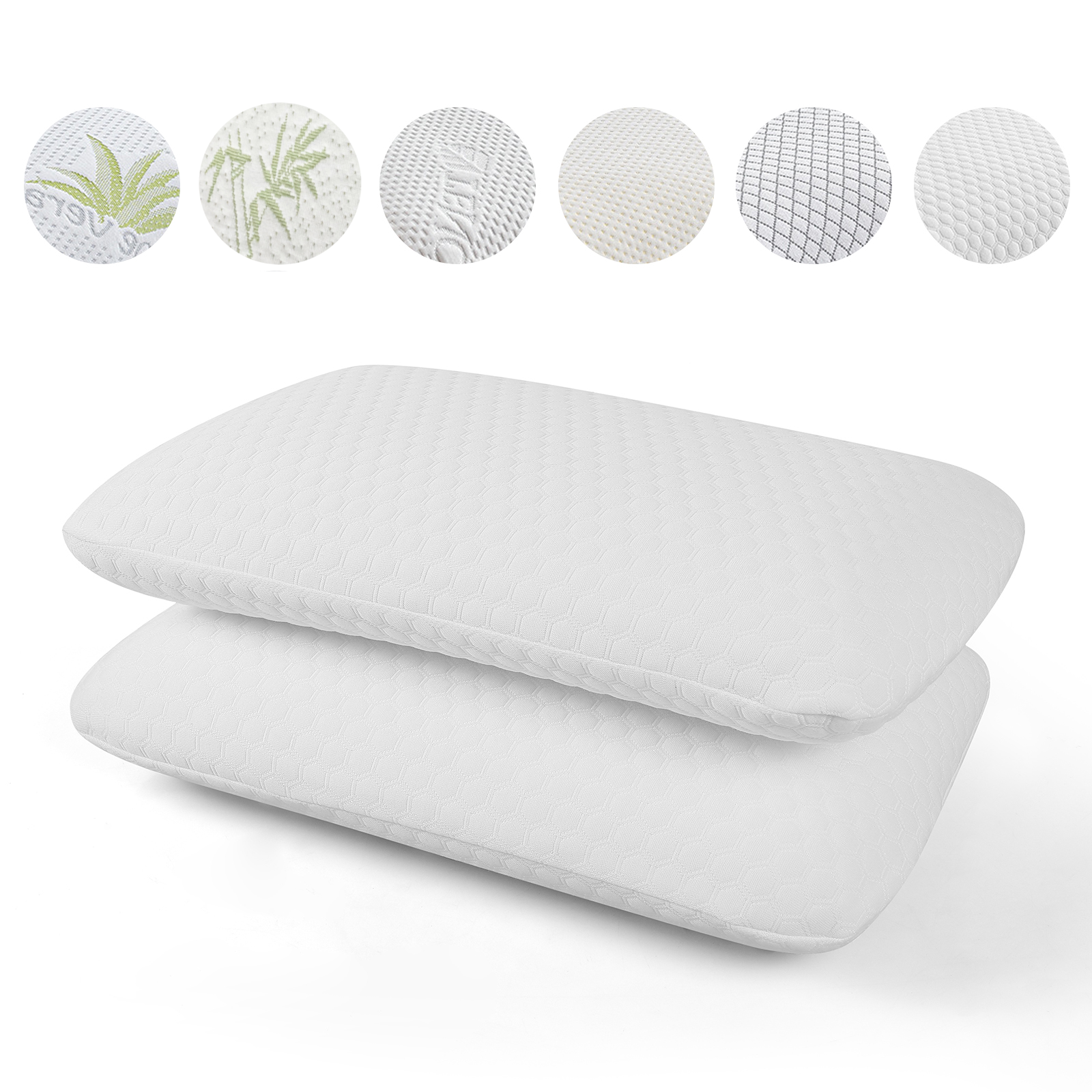 2Pcs Premium Bed Pillows Memory Foam Filling