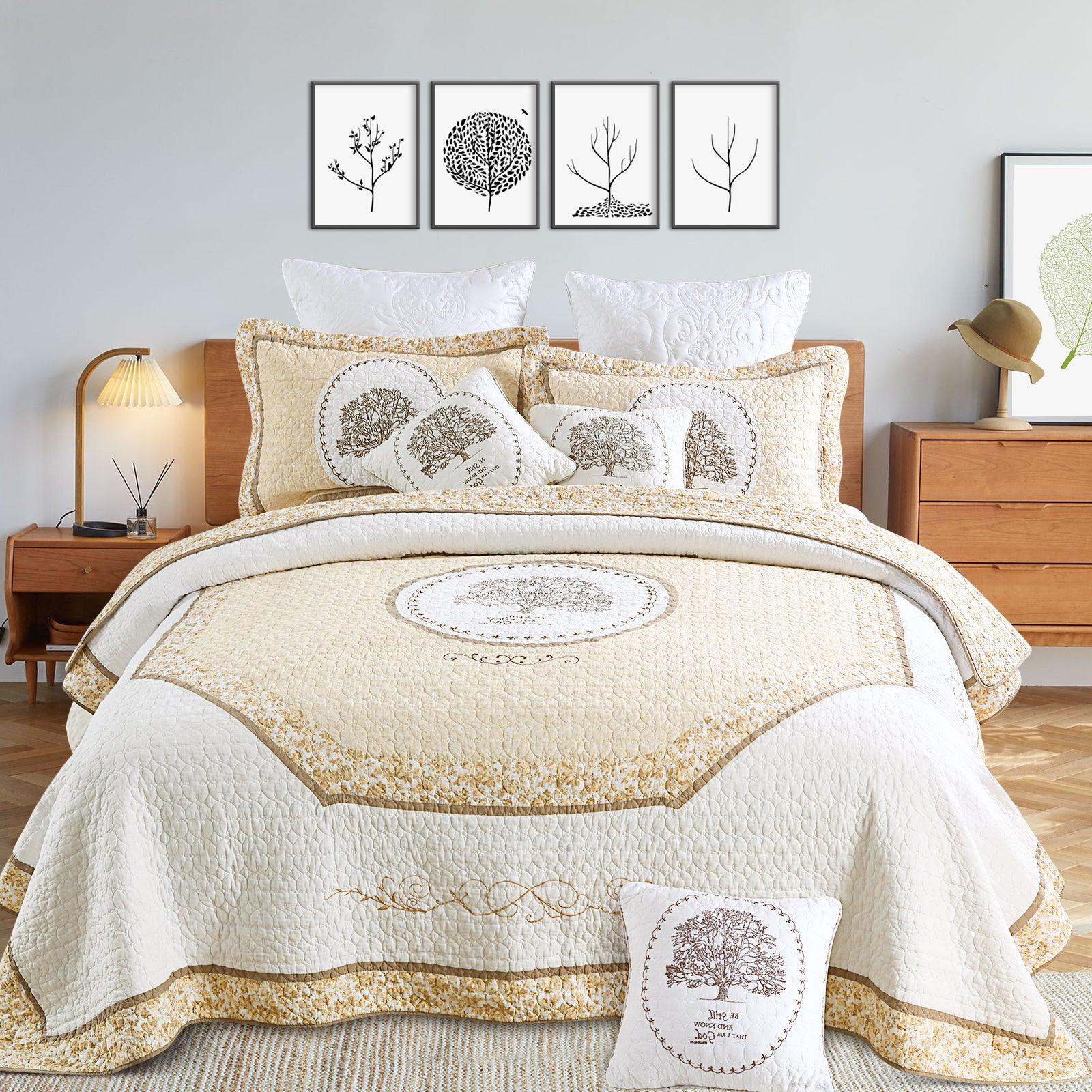 Life Tree Handcrafted Embroidered Cotton Quilt