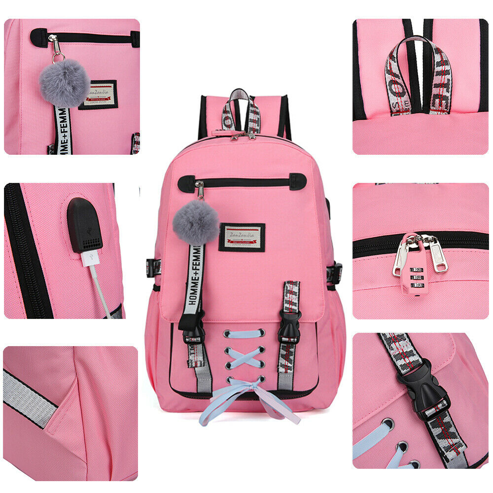 Detail of Anti-theft Girls USB Charging Backpack Travel School Bag
