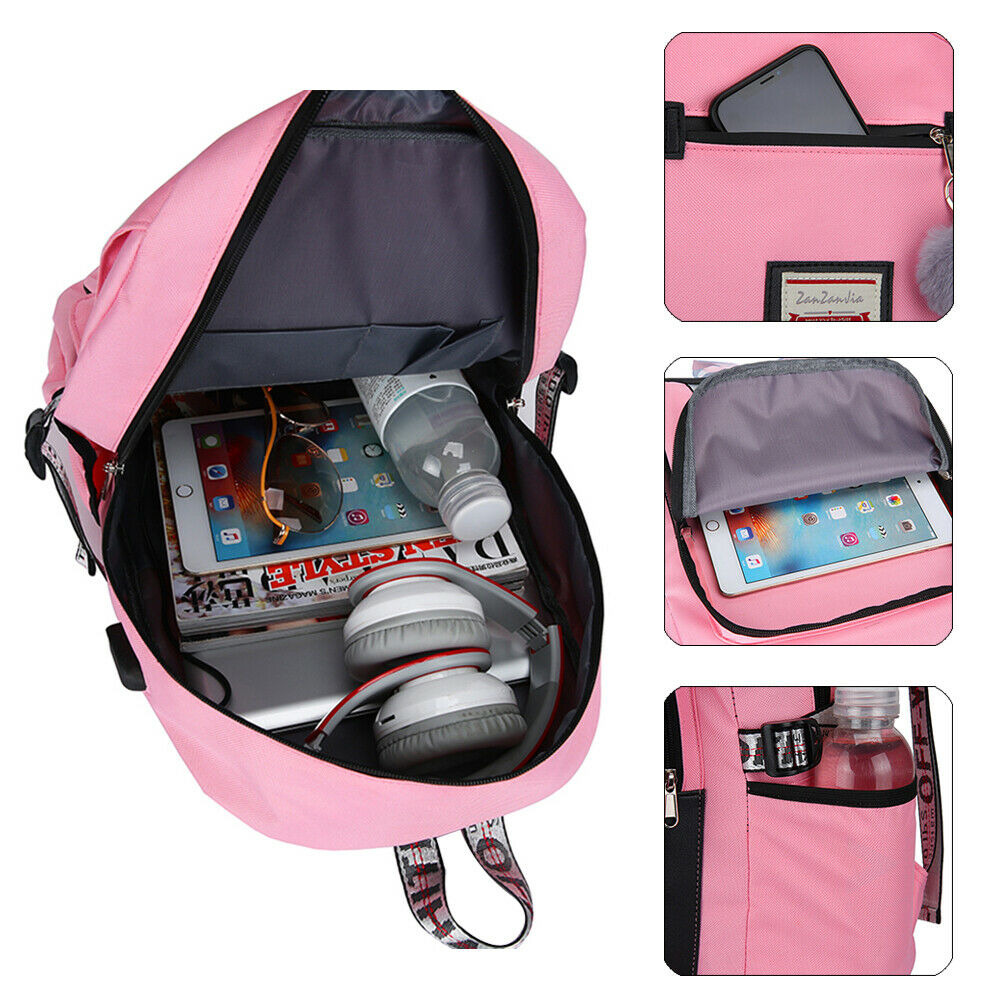 Inside of Anti-theft Girls USB Charging Backpack Travel School Bag