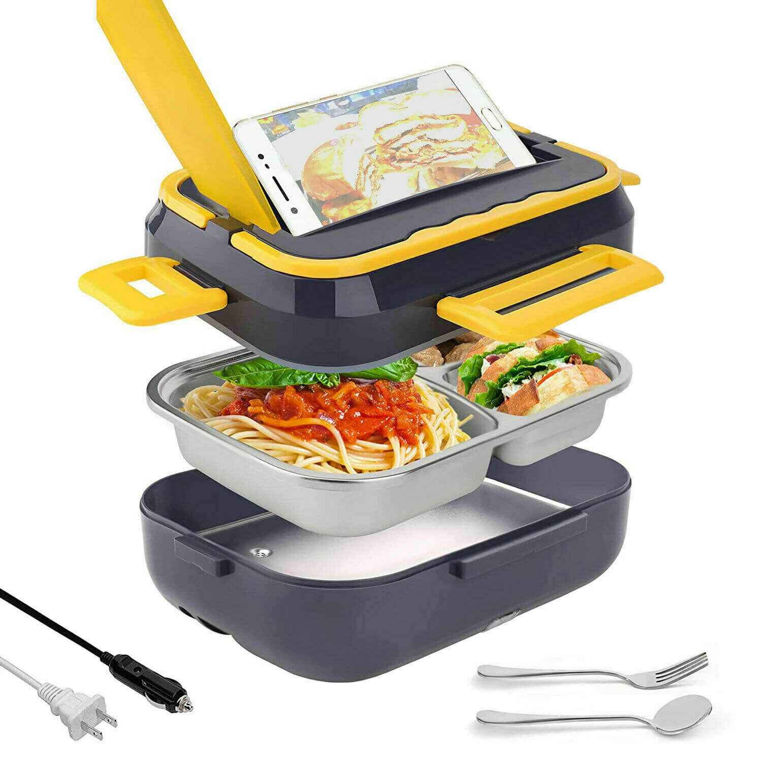 12V Portable Electric Food Warmer Heating Lunch Thermostat Box Bag Oven for  Car | eBay