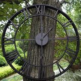 Load image into Gallery viewer, Garden Metal Wall Clock Roman Numbers Big Dial Industrial