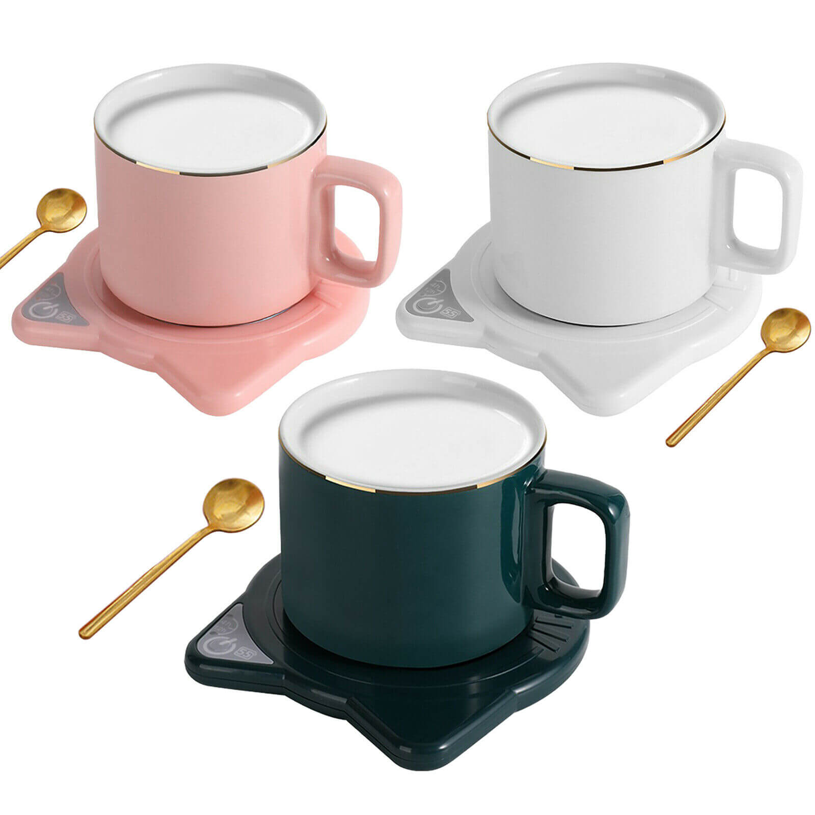 Cup Warmer Pad Mini Portable Coffee Mug Heating Tea Milk Keep Warm Heater  Gift Set - White