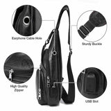 Load image into Gallery viewer, Design of Leather Crossbody Sling Chest Bag w/ USB Charge Port