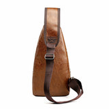 Load image into Gallery viewer, Side of Men PU Leather Chest Sling Bag w/ USB Charging Port