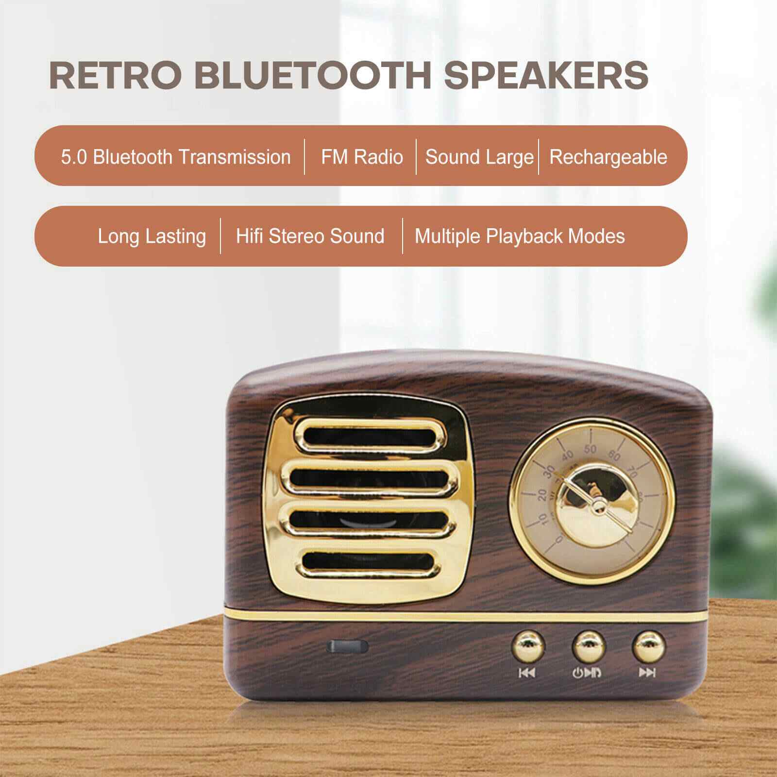 HM11 Portable Music Player Elegant & Vintage Appearance Retro Radio for  Home 