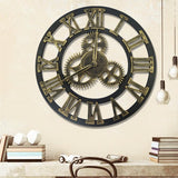 Load image into Gallery viewer, Showing of 12/16/23in Large Gear Wall Clock Roman Numbers 3D Big Dial