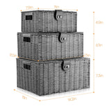 Load image into Gallery viewer, Gray of 3Pcs Woven Fabric Storage Box Closet Shelves Basket Bin