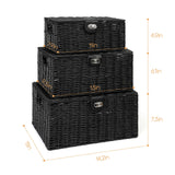 Load image into Gallery viewer, Size of 3Pcs Woven Fabric Storage Box Closet Shelves Basket Bin