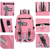 Load image into Gallery viewer, Detail of Anti-theft Girls USB Charging Backpack Travel School Bag