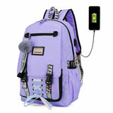 Load image into Gallery viewer, Purple Anti-theft Girls USB Charging Backpack Travel School Bag