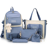 Load image into Gallery viewer, 5Pcs Canvas School Backpack Set Student Bag