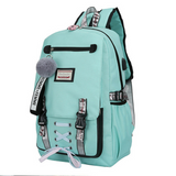 Load image into Gallery viewer, Green Anti-theft Girls USB Charging Backpack Travel School Bag