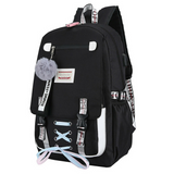 Load image into Gallery viewer, Black Anti-theft Girls USB Charging Backpack Travel School Bag