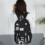 Load image into Gallery viewer, Showing of Anti-theft Girls USB Charging Backpack Travel School Bag