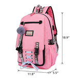 Load image into Gallery viewer, Size of Anti-theft Girls USB Charging Backpack Travel School Bag